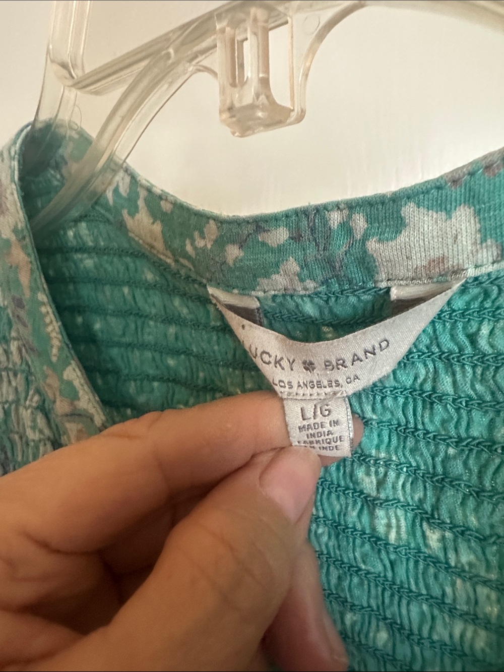 Lucky Brand Teal Green Floral Smocked Tank - Picture 2 of 5